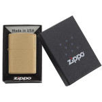 Набор Zippo (Зиппо) Зажигалка BR FIN SOLID BRASS 204B + топливо Zippo 125мл + набор из 6 кремней Zippo в блиcтере