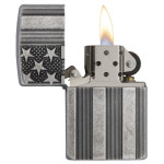 Зажигалка Zippo (Зиппо) U.S.Flag Armor Antq Silver 28974