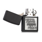 Набор Zippo (Зиппо) Зажигалка PEWTER EMBLEM BLACK CRACKLE 363 + Чехол Zippo + Топливо 125мл + набор Кремней