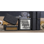 Набор Zippo (Зиппо) Зажигалка PEWTER EMBLEM BLACK CRACKLE 363 + Чехол Zippo + Топливо 125мл + набор Кремней