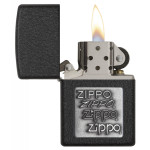 Набор Zippo (Зиппо) Зажигалка PEWTER EMBLEM BLACK CRACKLE 363 + Чехол Zippo + Топливо 125мл + набор Кремней