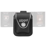 Чехол Zippo (Зиппо) черный с петелькой на кнопке LPLBK