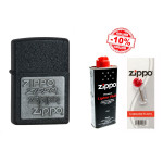 Набор Zippo (Зиппо) Зажигалка PEWTER EMBLEM BLACK CRACKLE 363 + Топливо 125мл + набор Кремней