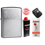 Набор Zippo (Зиппо) Зажигалка STREET CHROME 207 + Чехол Zippo + Топливо 125мл + набор Кремней