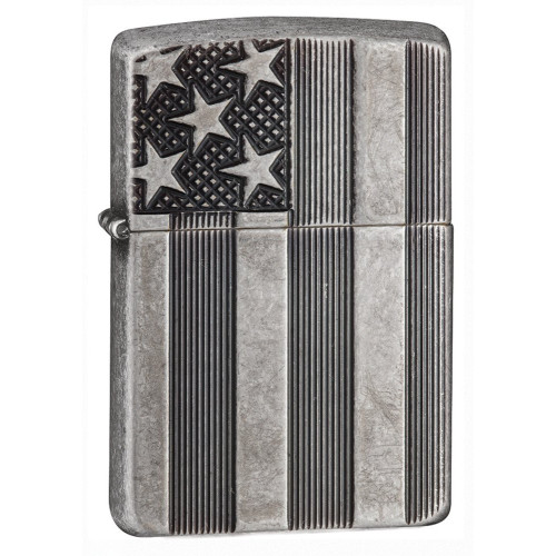 Запальничка Zippo (Зіппо) Armor® U.S.Flag Antq Silver 28974