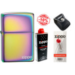 Набор Zippo (Зиппо) Зажигалка SPECTRUM ZIPPO LOGO 151ZL + кожаный чехол Zippo + Топливо 125мл + набор Кремней